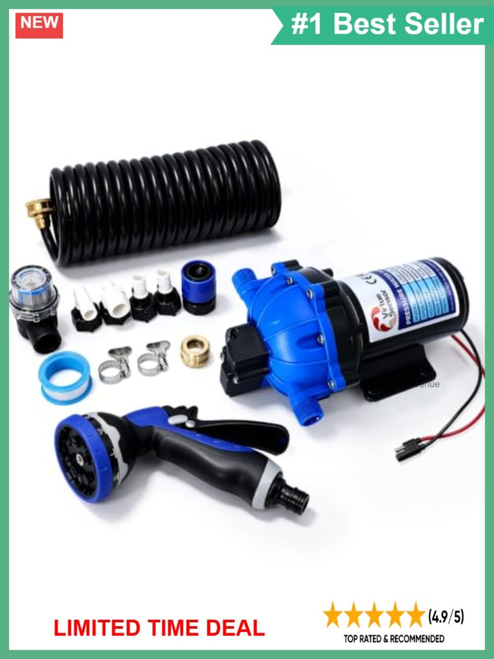 12V RV Fresh Water Pump 7.5GPM 80PSI Diaphragm Pump